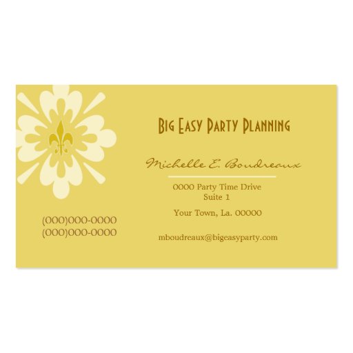 Fleur de Lis Flower Business Card Templates (back side)