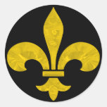 Fleur De Lis Gold Leaf Cut Round Sticker