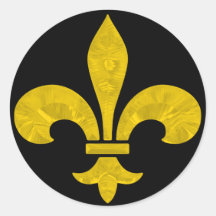 Fleur De Lis Gold Leaf Cut Round Sticker