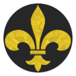 Fleur De Lis Gold Leaf Cut Round Sticker