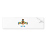 Fleur de Lis :  Gold n Silver Engraved Bumper Sticker