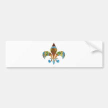 Fleur de Lis :  Gold n Silver Engraved Bumper Sticker