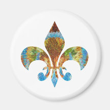 Fleur de Lis :  Gold n Silver Engraved Magnets
