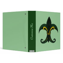 Fleur de lis Green/gold Vinyl Binder