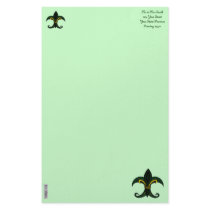 Fleur de lis Green/gold Stationery Paper