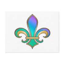 Fleur de Lis in shaded rainbow colors  - 6 Postcards