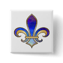 Fleur de Lis in shaded rainbow colors  - 8 Pinback Button