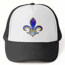Fleur de Lis in shaded rainbow colors  - 8 Mesh Hat