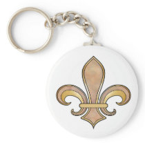 Fleur de Lis in solid color  - Beige or Coffee Keychain