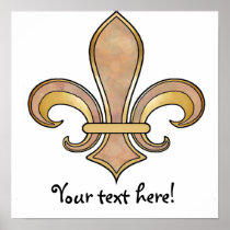 Fleur de Lis in solid color  - Beige or Coffee Print