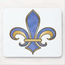 Fleur de Lis in solid color  - Dark Blue Mouse Pads