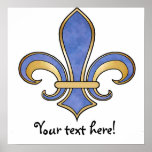Fleur de Lis in solid color  - Dark Blue posters