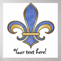 Fleur de Lis in solid color  - Dark Blue Posters