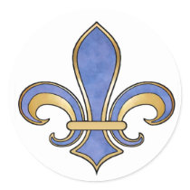 Fleur de Lis in solid color  - Dark Blue Round Sticker