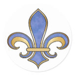 Fleur de Lis in solid color  - Dark Blue Round Sticker