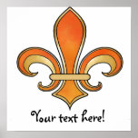 Fleur de Lis in solid color  - Orange Posters