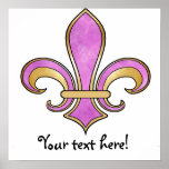Fleur de Lis in solid color  - Pink or Cerise Posters