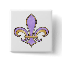 Fleur de Lis in solid color  - Purple Pin