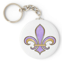 Fleur de Lis in solid color  - Purple Keychains