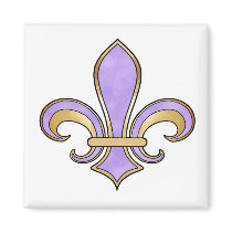 Fleur de Lis in solid color  - Purple Fridge Magnets