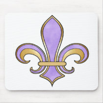 Fleur de Lis in solid color  - Purple Mousepads