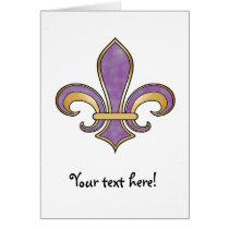 Fleur de Lis in solid color  - Purple Plum Grape Cards