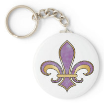 Fleur de Lis in solid color  - Purple Plum Grape Keychain