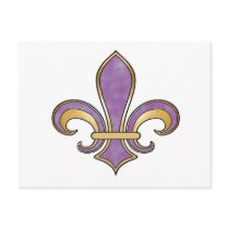 Fleur de Lis in solid color  - Purple Plum Grape Post Card