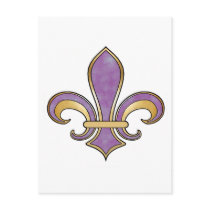 Fleur de Lis in solid color  - Purple Plum Grape Post Cards