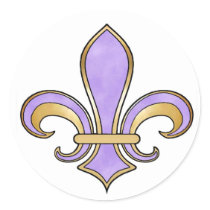 Fleur de Lis in solid color  - Purple Round Sticker