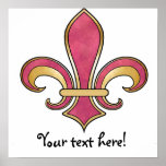 Fleur de Lis in solid color  - Red posters