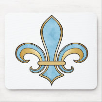Fleur de Lis in solid color  - Sky Blue Mousepad
