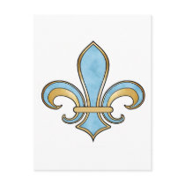 Fleur de Lis in solid color  - Sky Blue Post Card