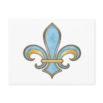 Fleur de Lis in solid color  - Sky Blue Post Card