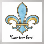 Fleur de Lis in solid color  - Sky Blue posters