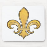 Fleur de Lis in solid color  - Yellow Mousepads