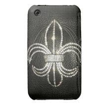 Fleur de-lis leather look print case iPhone 3 Case-Mate case