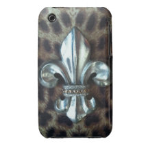 Fleur de-lis leopard print case iPhone 3 Case-Mate case