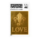 postcard - Fleur-de-lis Love stamp in gold. 





