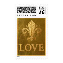 Fleur-de-lis Love  in Gold. postage