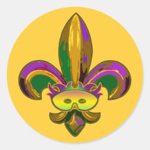 Fleur de lis Mask Round Sticker