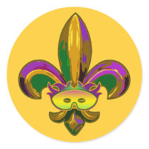 Fleur de lis Mask Round Sticker