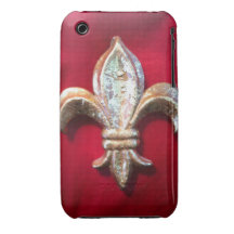 Fleur de-lis metallic gold and red print case Case-Mate iPhone 3 case