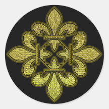 Fleur de lis Mosaic Art Round Stickers