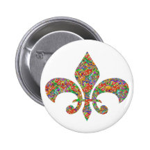 Fleur de Lis - on NOVINO Artistic Jewel Patterns Pinback Button