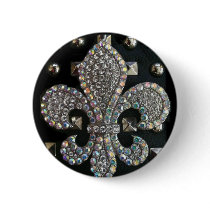 FLEUR DE LIS ON STUDS HARD ROCK PRINT PINBACK BUTTON