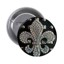 FLEUR DE LIS ON STUDS HARD ROCK PRINT PINBACK BUTTON