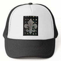 FLEUR DE LIS ON STUDS HARD ROCK PRINT TRUCKER HATS