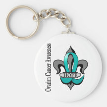 Fleur De Lis Ovarian Cancer Hope Key Chains