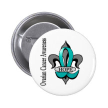 Fleur De Lis Ovarian Cancer Hope Pinback Button